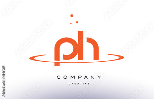 PH P H creative orange swoosh alphabet letter logo icon