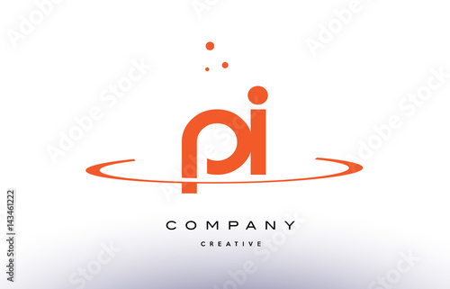 PI P I creative orange swoosh alphabet letter logo icon