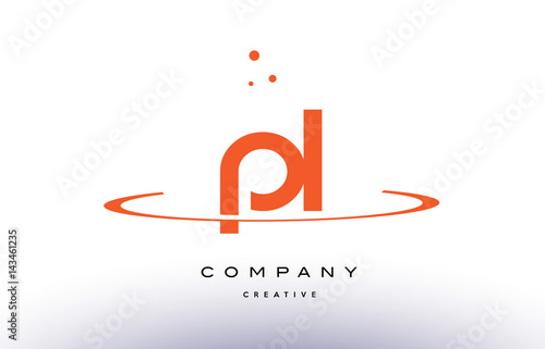 PL P L creative orange swoosh alphabet letter logo icon
