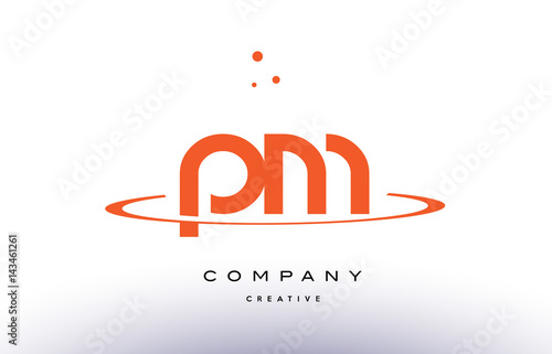 PM P L creative orange swoosh alphabet letter logo icon