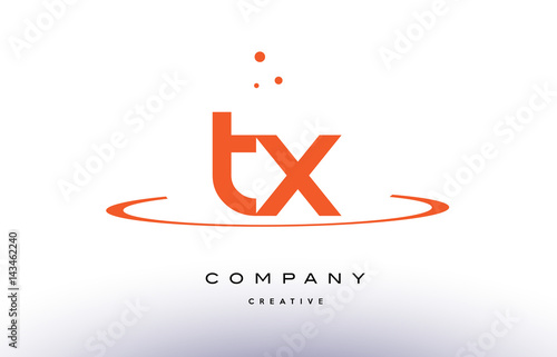 TX T X creative orange swoosh alphabet letter logo icon