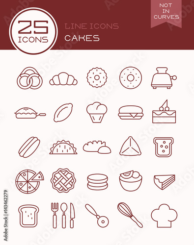 Line icons cakes