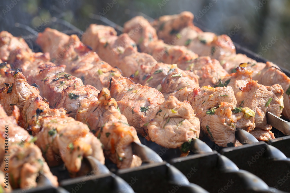 Meat is grilled / Schaschlik / Barbecue cooking Meat is grilled / Schaschlik / Barbecue cooking