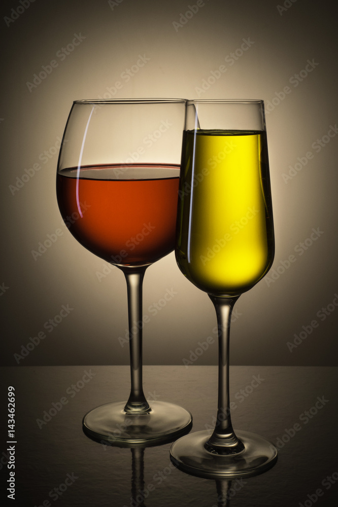 Still-life of glasses with the colored liquid Still-life of glasses with the colored liquid