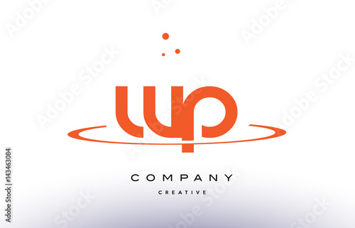 WP W P creative orange swoosh alphabet letter logo icon
