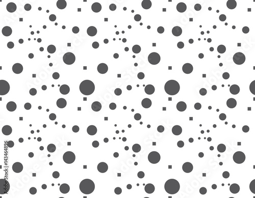 Seamless Circle Pattern. Vector Monochrome Dots Background. Abstract Grid Ornament. Pixel Graphic Design. Modern Textile Tracery