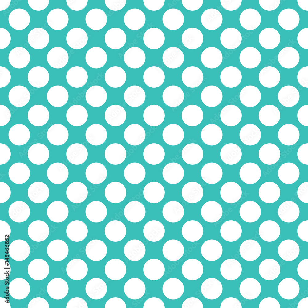 Seamless turquoise polka dots pattern texture background