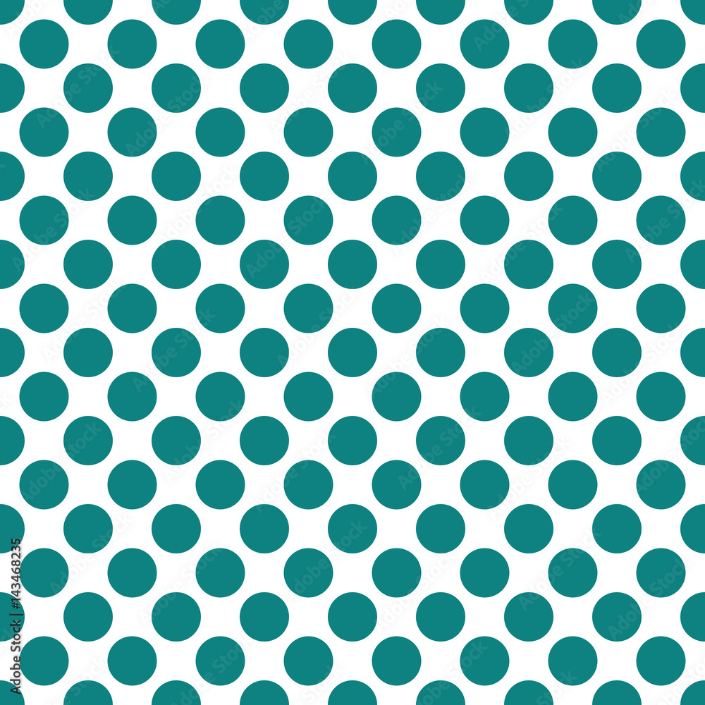 Seamless teal green dots pattern vector background texture