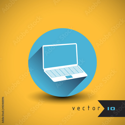 Blue round laptop icon laptop vector illustration