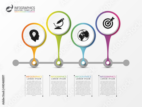 Timeline infographics template. Colorful modern design. Vector