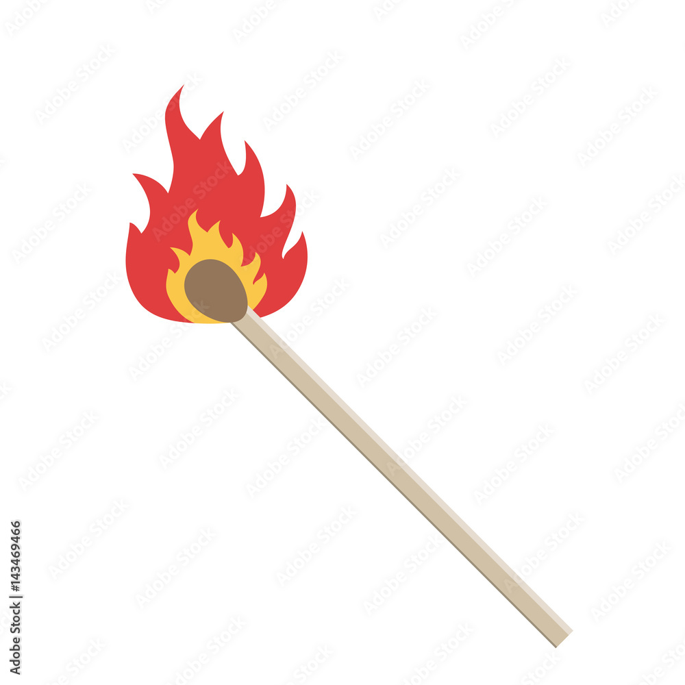 Match with fire. Vector illustration