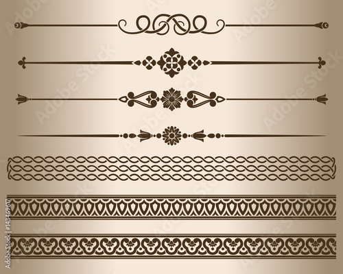 Decorative elements. Design elements - decorative line dividers and ornaments. Vector illustration. 