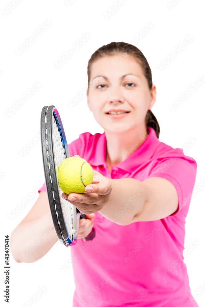 the position of the athlete before hitting racket on the ball, racket closeup in focus the position of the athlete before hitting racket on the ball, racket closeup in focus