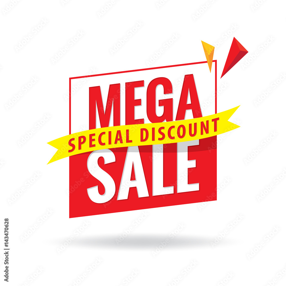 Fototapeta premium Mega Sale heading design for banner or poster. Sale and discounts. Vector illustration