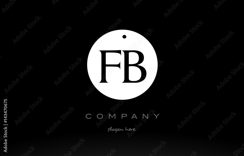 Fototapeta premium FB F B simple black white circle alphabet letter logo vector icon template
