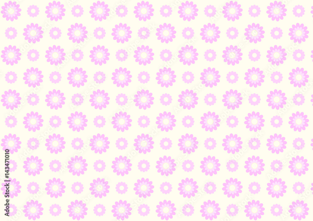 Pink vector flowers pattern on a light yellow background. Pink vector flowers pattern on a light yellow background.