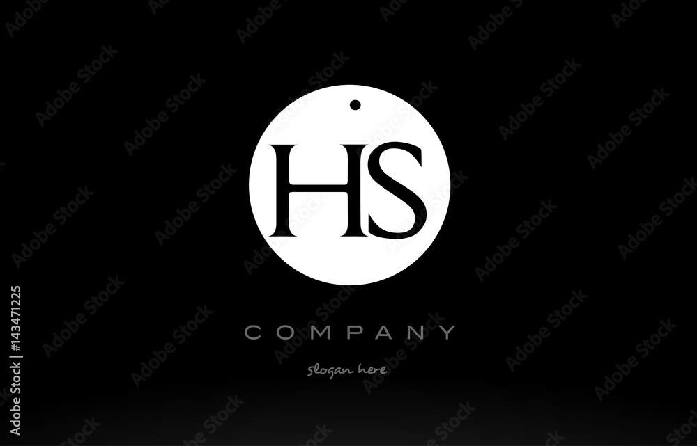 HS H S simple black white circle alphabet letter logo vector icon template HS H S simple black white circle alphabet letter logo vector icon template