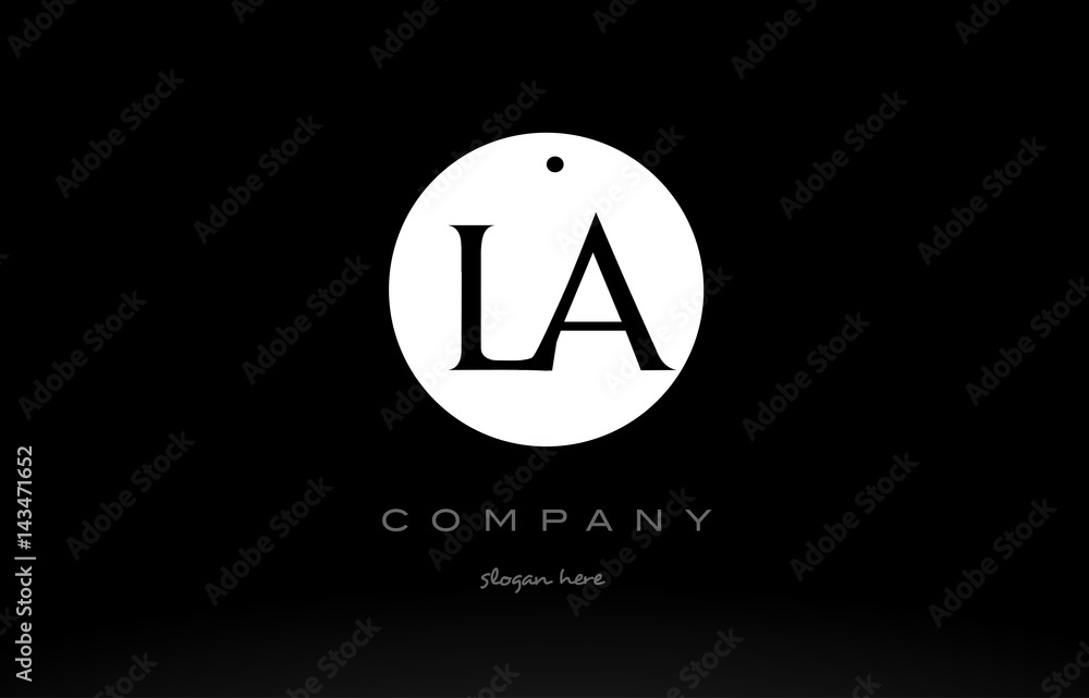 LA L A simple black white circle alphabet letter logo vector icon template LA L A simple black white circle alphabet letter logo vector icon template