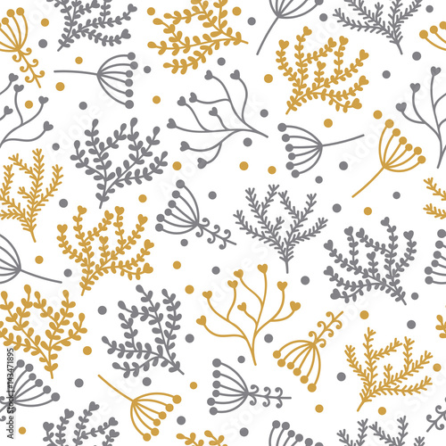 Seamless floral pattern in doodle style. Cute background