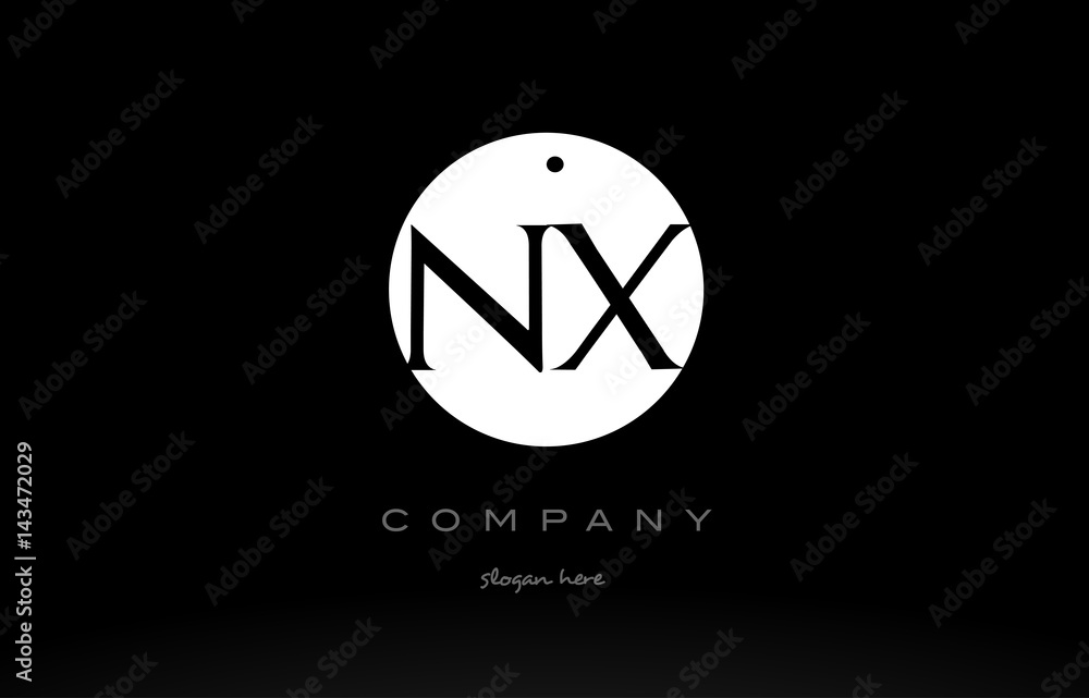 NX N X simple black white circle alphabet letter logo vector icon template NX N X simple black white circle alphabet letter logo vector icon template