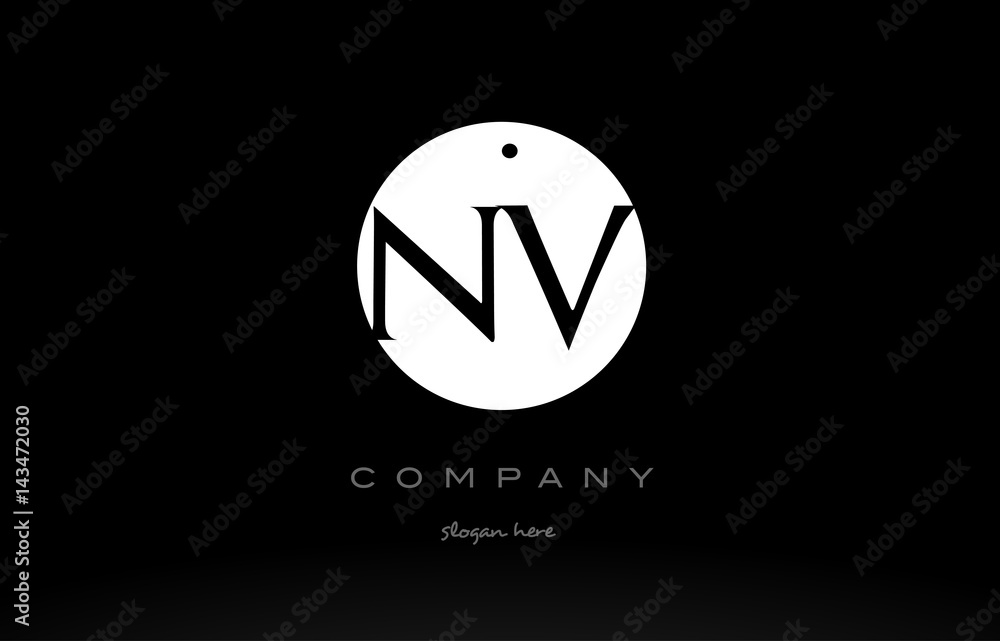 NV N V simple black white circle alphabet letter logo vector icon template NV N V simple black white circle alphabet letter logo vector icon template