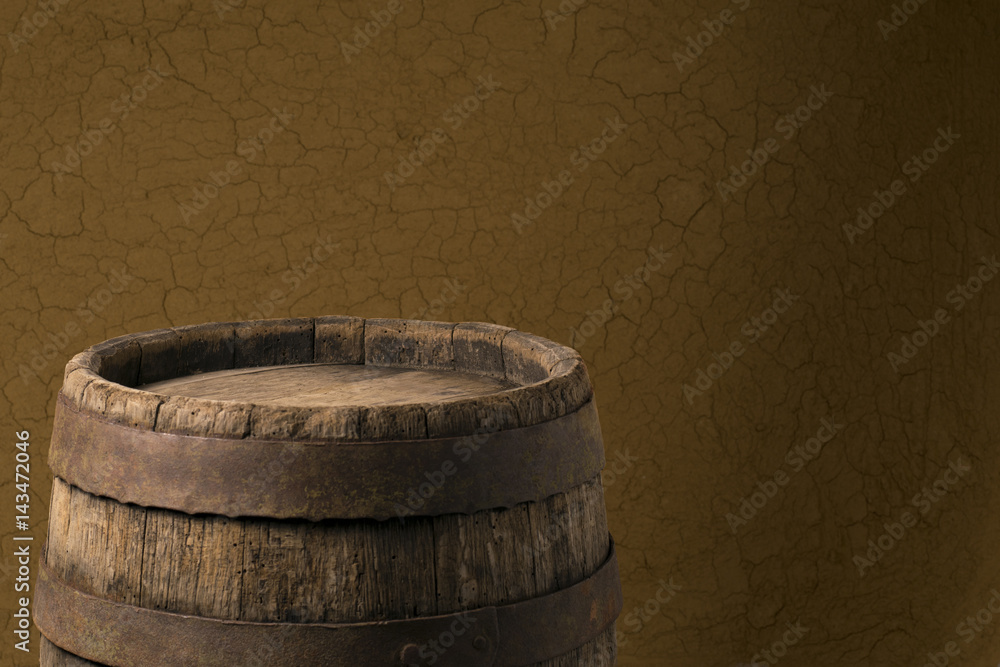 background of barrel and worn old table of wood background of barrel and worn old table of wood