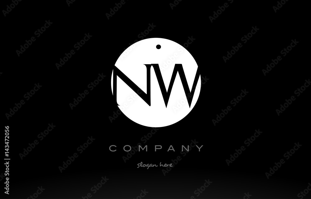 NW N W simple black white circle alphabet letter logo vector icon template NW N W simple black white circle alphabet letter logo vector icon template
