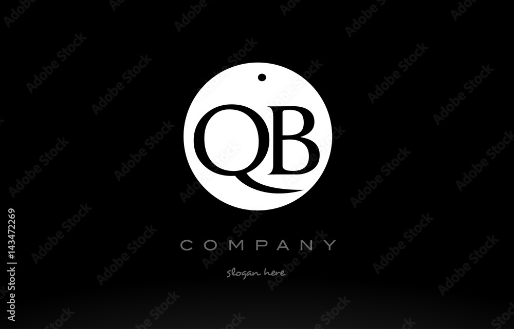 QB Q B simple black white circle alphabet letter logo vector icon template QB Q B simple black white circle alphabet letter logo vector icon template