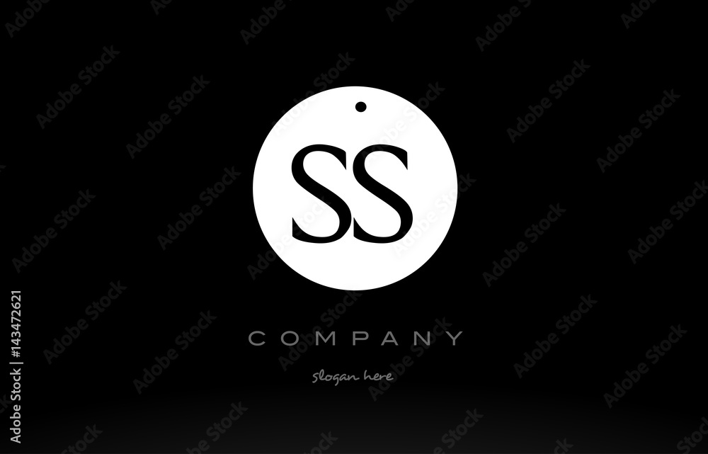 SS S S simple black white circle alphabet letter logo vector icon template