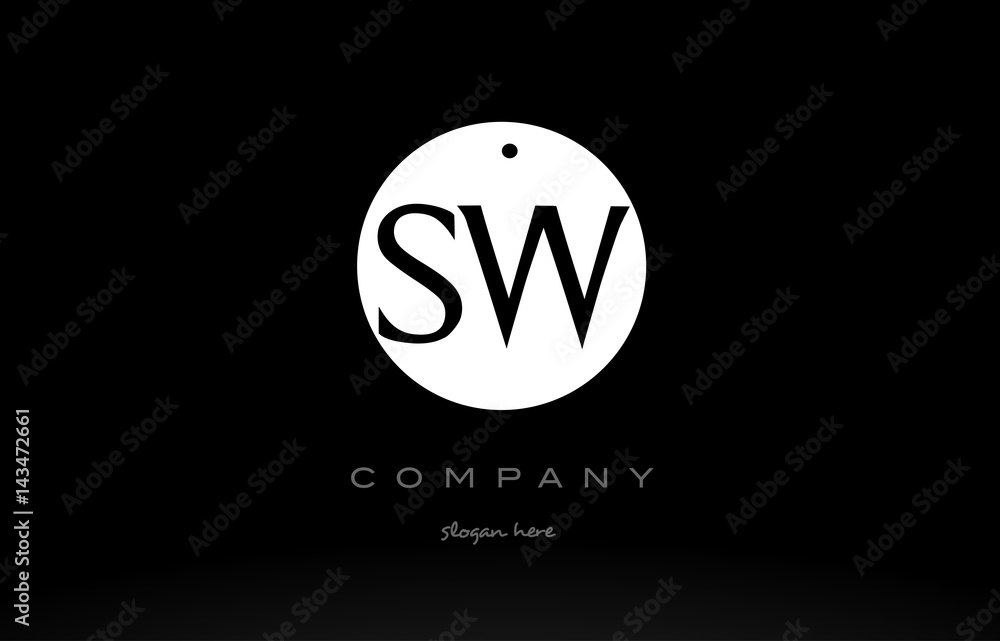 SW S W simple black white circle alphabet letter logo vector icon template SW S W simple black white circle alphabet letter logo vector icon template