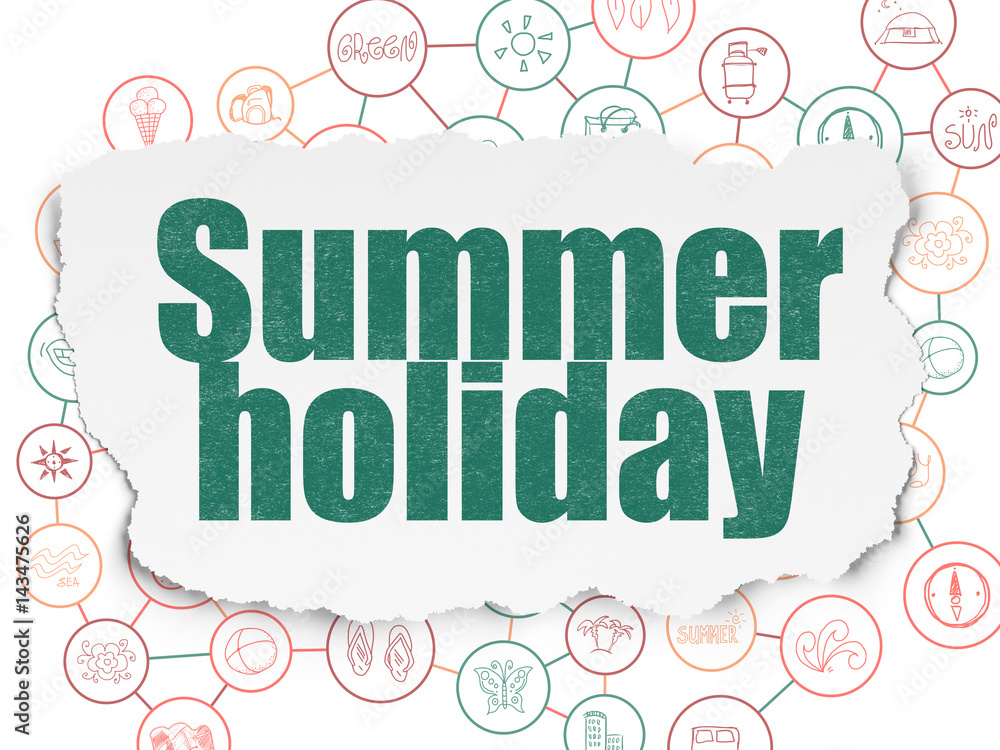 Travel concept: Summer Holiday on Torn Paper background Travel concept: Summer Holiday on Torn Paper background