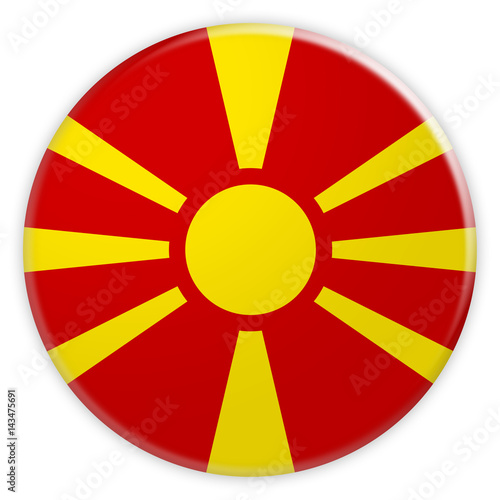 Macedonia Flag Button, News Concept Badge, 3d illustration on white background