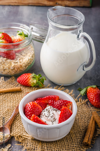 Fresh granola with organic yogurt