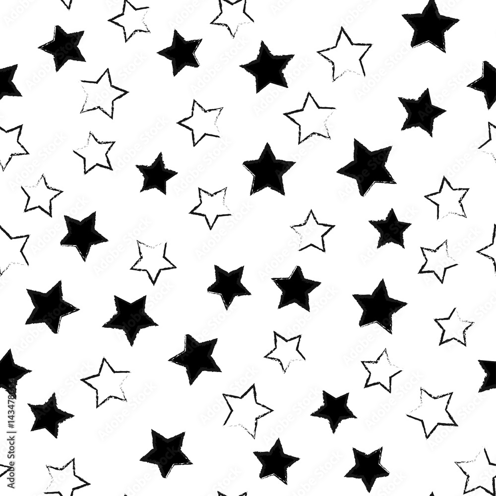 Seamless stars pattern. Black and white, vector Seamless stars pattern. Black and white, vector