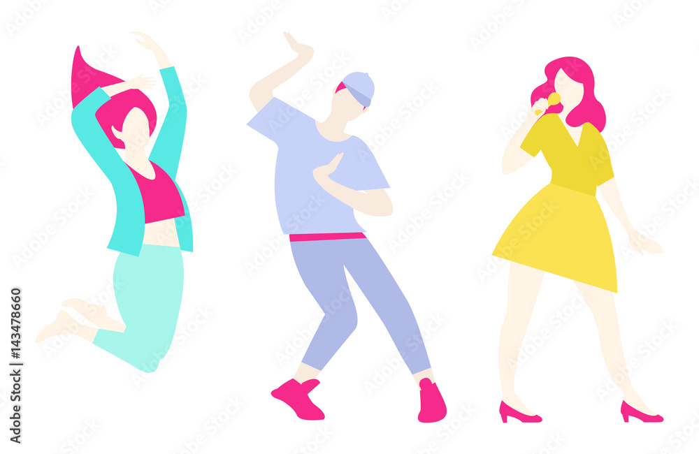 Fototapeta premium Flat People Entertainment Set
