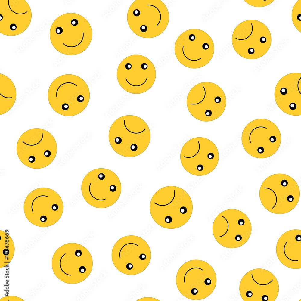 Emoticons seamless pattern. Yellow emoji vector background