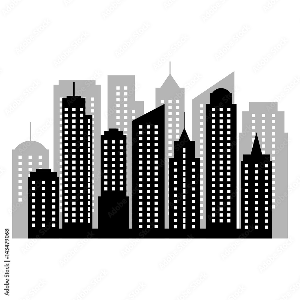 Vector city silhouette with windows. Vector Illustration