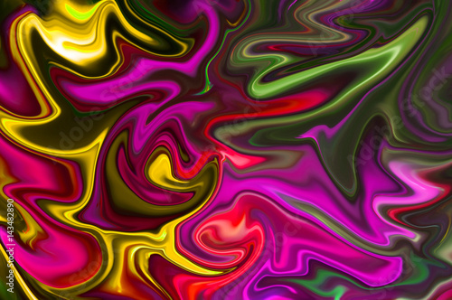 Digital blurred dark multicolor background with spread liquify flow for design