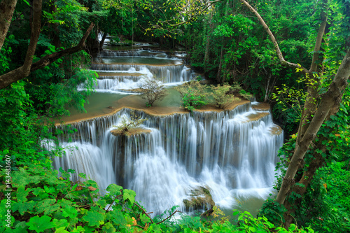 Deep waterfall in Huay Mae Kamin Kanjanaburi Thailand