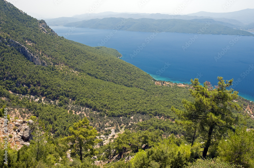 Naklejka premium Aerial view of Gokova Bay, Bodrum Turkey