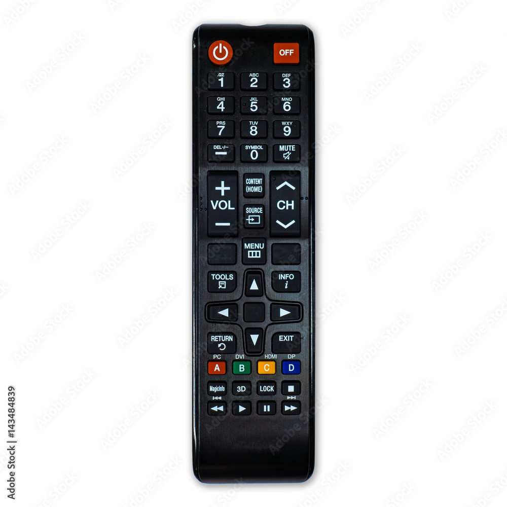 Remote control TV isolated on white background with clipping path Remote control TV isolated on white background with clipping path