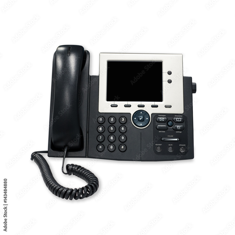 Office IP telephone set with big LCD isolated on the white background with clipping path Office IP telephone set with big LCD isolated on the white background with clipping path
