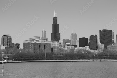 Fototapeta Naklejka Na Ścianę i Meble -  Chicago Skyline Black and White