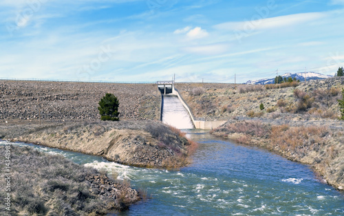 Water flowing down a spillway at Boca reservoir in Northern California. photo