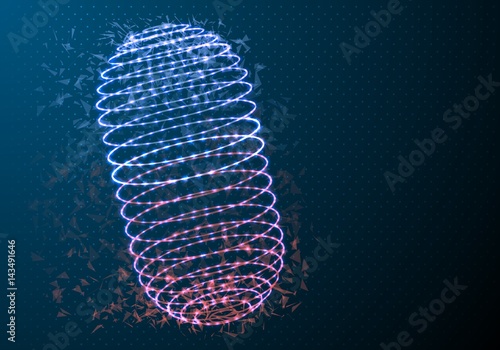 Illustration of Vector Medicine Pill. Futuristic Polygonal Network Vector Cylinder. Wireframe Pill Science Medical Concept