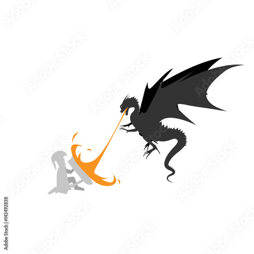 Dragon fire monsters with Knights Templar design vector
