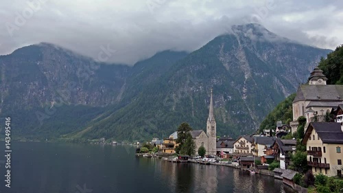 Wallpaper Mural Cloudy Hallstatt Mountain Village in Austria Torontodigital.ca