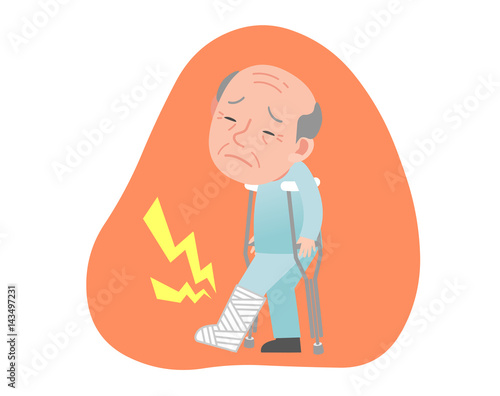 old man with broken legs