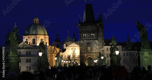 Wallpaper Mural Timelapse Tourist Visiting Charles Bridge Old Town Prague at Czech Republic Torontodigital.ca