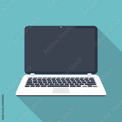 Laptop vector illustration isolated on a blue background
